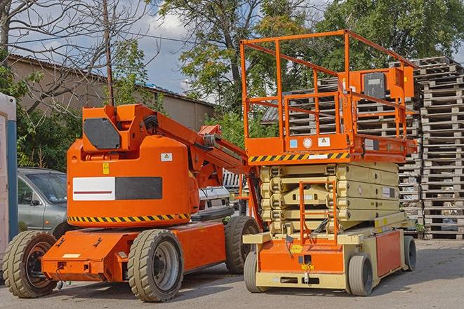 warehouse forklift in motion in Moreno Valley